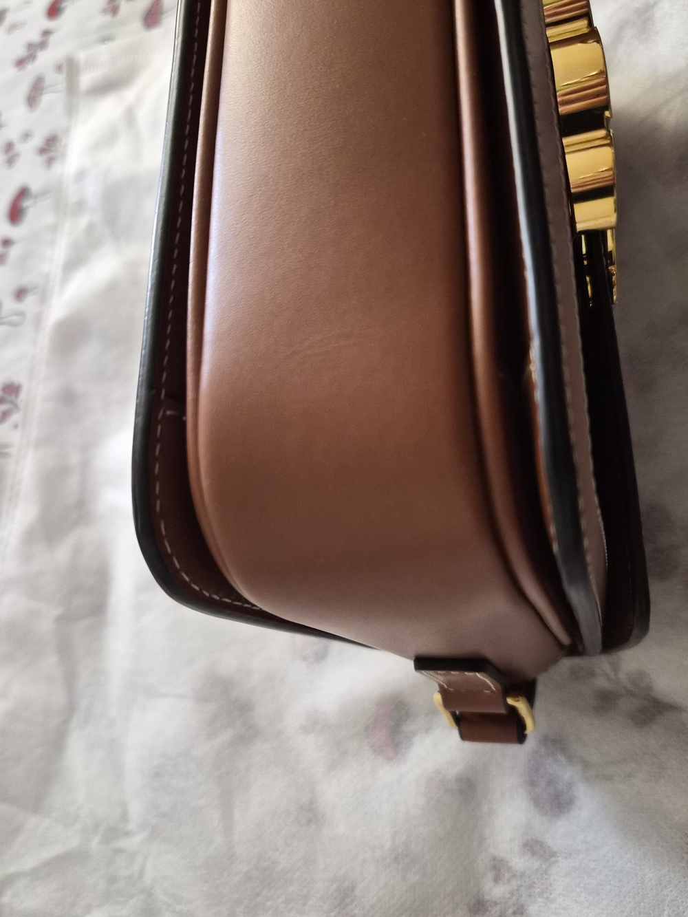 Celine Teen Triomphe Canvas Shoulder Bag with Tan Leather Trim - Picture 6 of 16